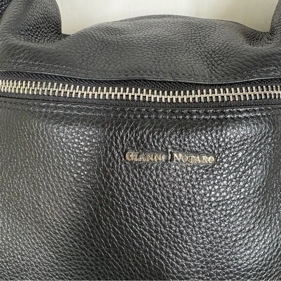 Gianni Notaro Black Pebbled Leather Crescent Bag‎ Handle Crossbody Bag - Picture 3 of 13